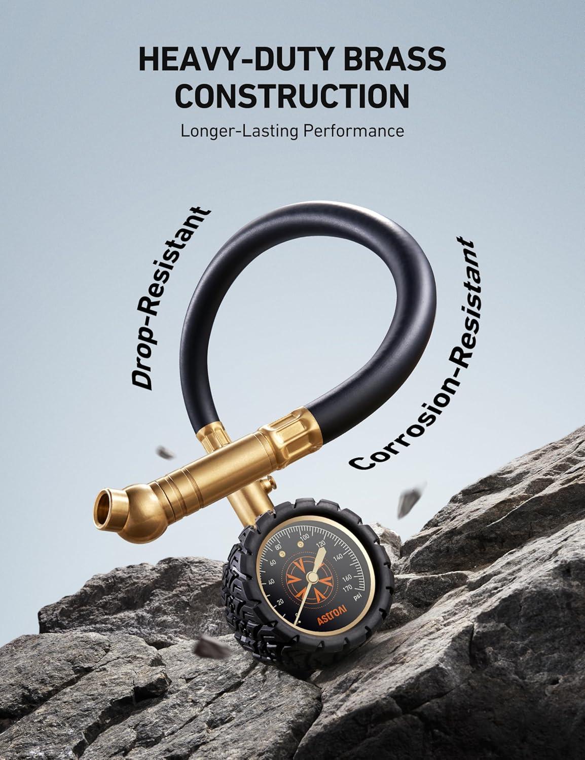 imageAstroAI Tire Pressure Gauge 6170 PSI Certified ANSI B4011 Accurate with Large 2quot Dial Easy to Read Compatible with Cars Trucks SUVs Motorcycles Bicycles with Schrader Valve