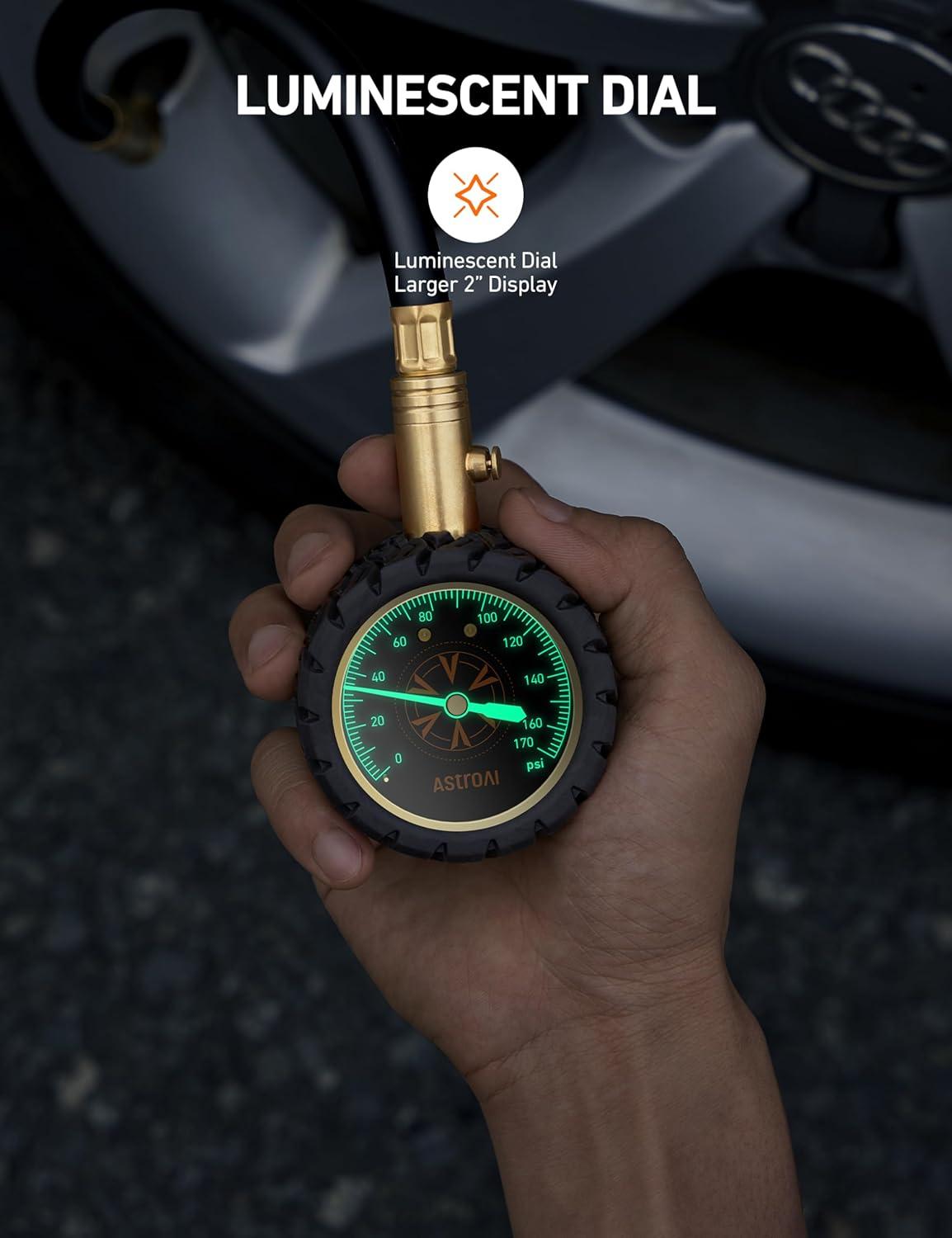 imageAstroAI Tire Pressure Gauge 6170 PSI Certified ANSI B4011 Accurate with Large 2quot Dial Easy to Read Compatible with Cars Trucks SUVs Motorcycles Bicycles with Schrader Valve