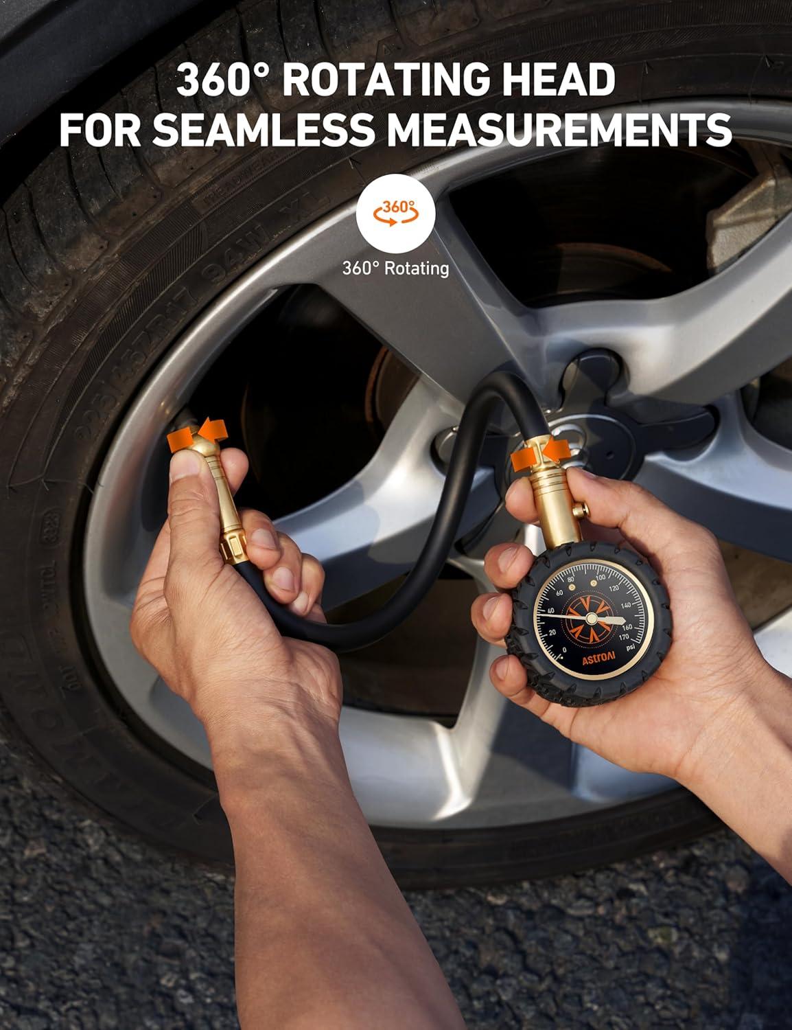 imageAstroAI Tire Pressure Gauge 6170 PSI Certified ANSI B4011 Accurate with Large 2quot Dial Easy to Read Compatible with Cars Trucks SUVs Motorcycles Bicycles with Schrader Valve
