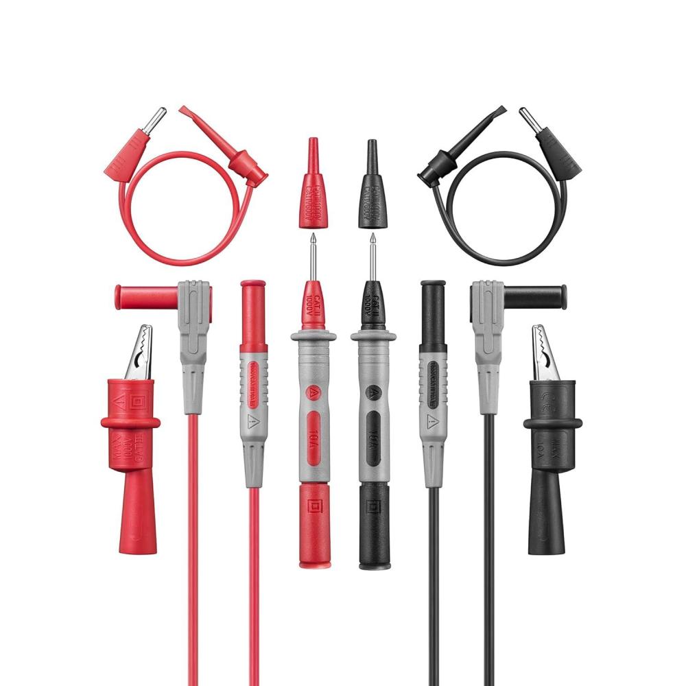 imageAstroAI 8Pcs Multimeter Test Leads Set with Alligator Clips Plunger Mini Hooks and Test Probes 1000V 10A CAT III ampamp CAT IV 600V for Fluke KAIWEETS INNOVA Multimeter Voltmeter Clamp Meter