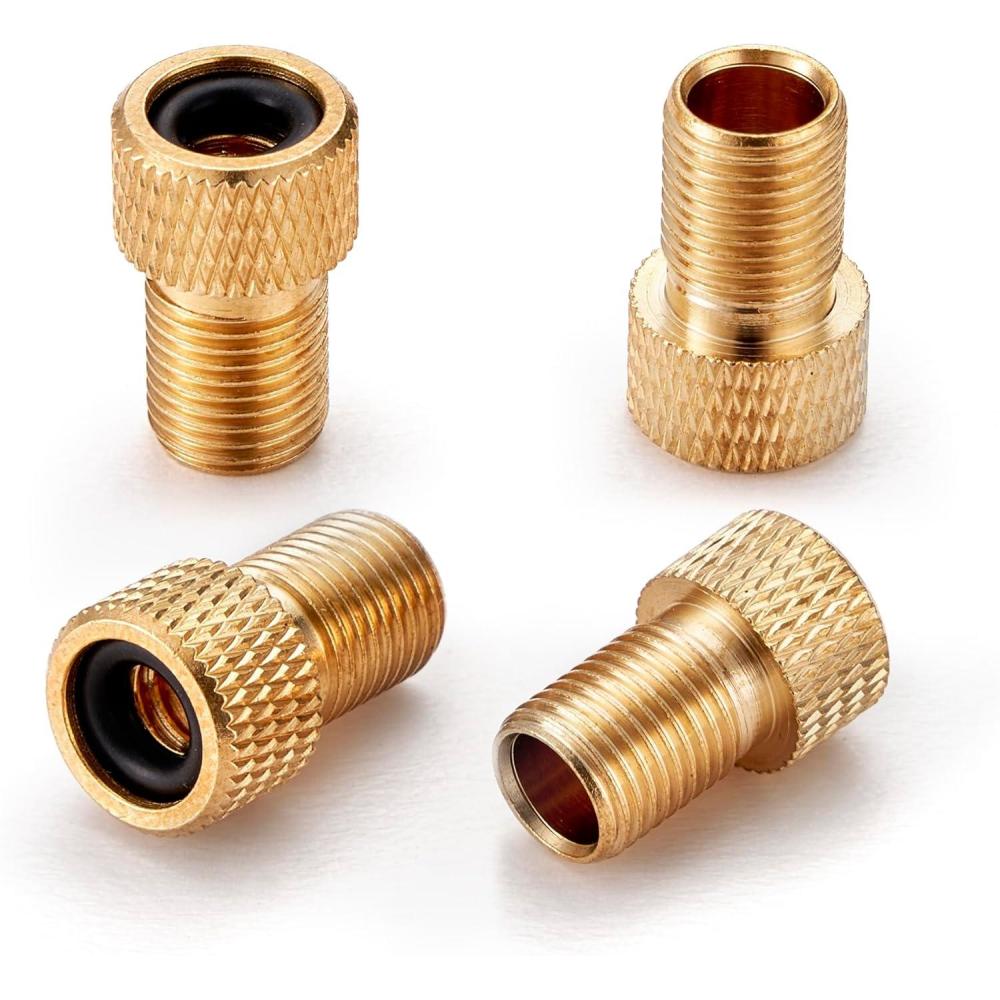 imageAstroAI Brass Presta Valve Adapter Convert Presta to Schrader Valve Adaptor for Bikes Inflate Tire by Standard Pump or Air Compressor 4 Pack