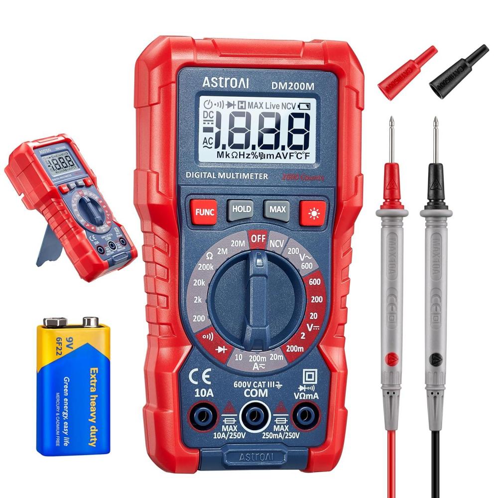 imageAstroAI Digital Multimeter Voltage Tester TRMS 2000 Counts Volt Meter Fast and Accurately Measures ACDC Voltage ampamp Current Resistance Diode Continuity and NCV DM200M