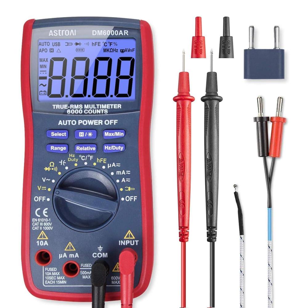 imageAstroAI Digital Multimeter and Analyzer TRMS 6000 Counts Volt Meter Ohmmeter AutoRanging Tester Accurately Measures Voltage Current Resistance Diodes Continuity DutyCycle Capacitance TemperatureBlue