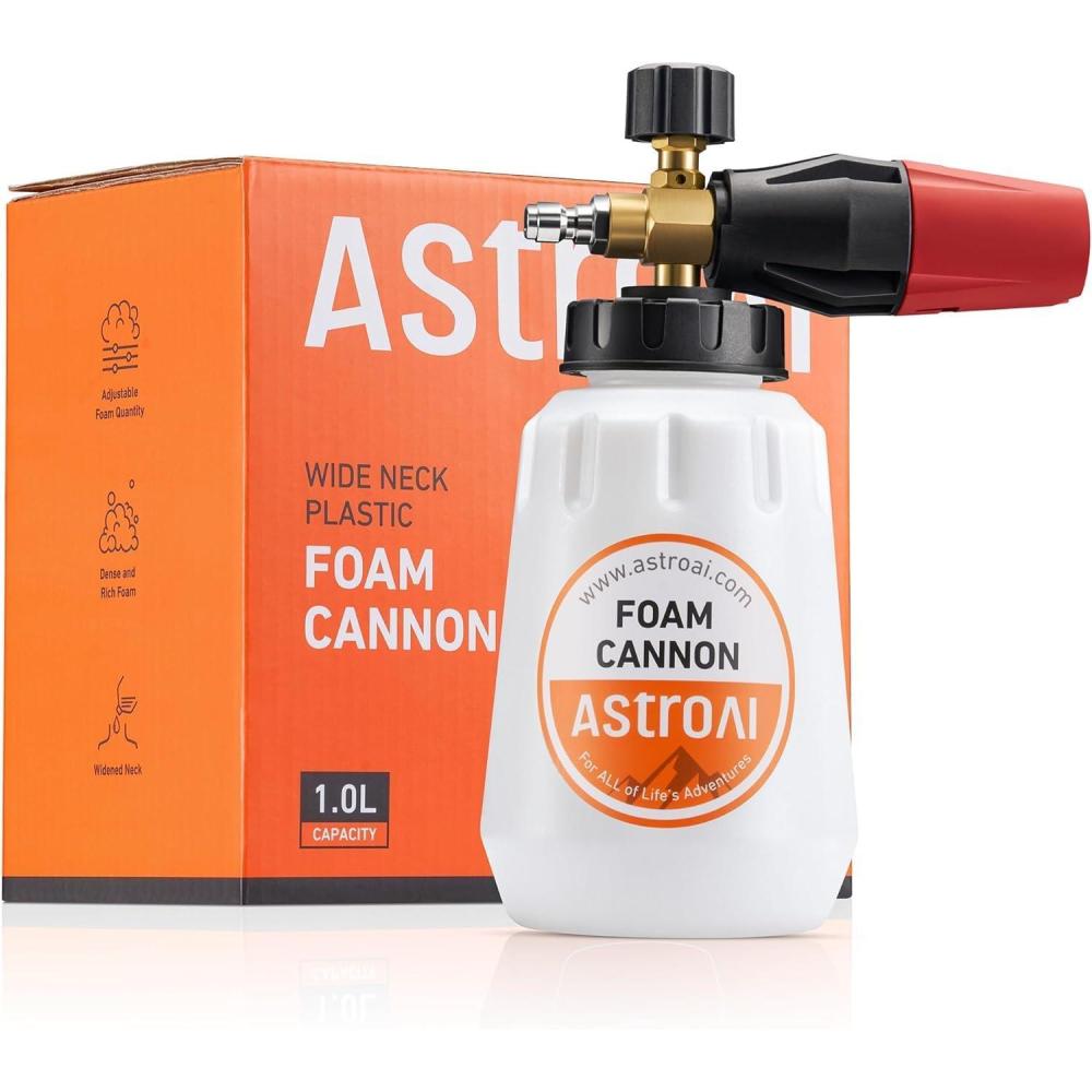 imageAstroAI Foam Cannon Heavy Duty Car Foam Blaster Wide Neck Adjustable Snow Foam Lance and Thick Foam for Pressure Washer with 14quot Quick Connector1L Bottle ampamp 5 Nozzles1 L Bottle  Without 5 Nozzles