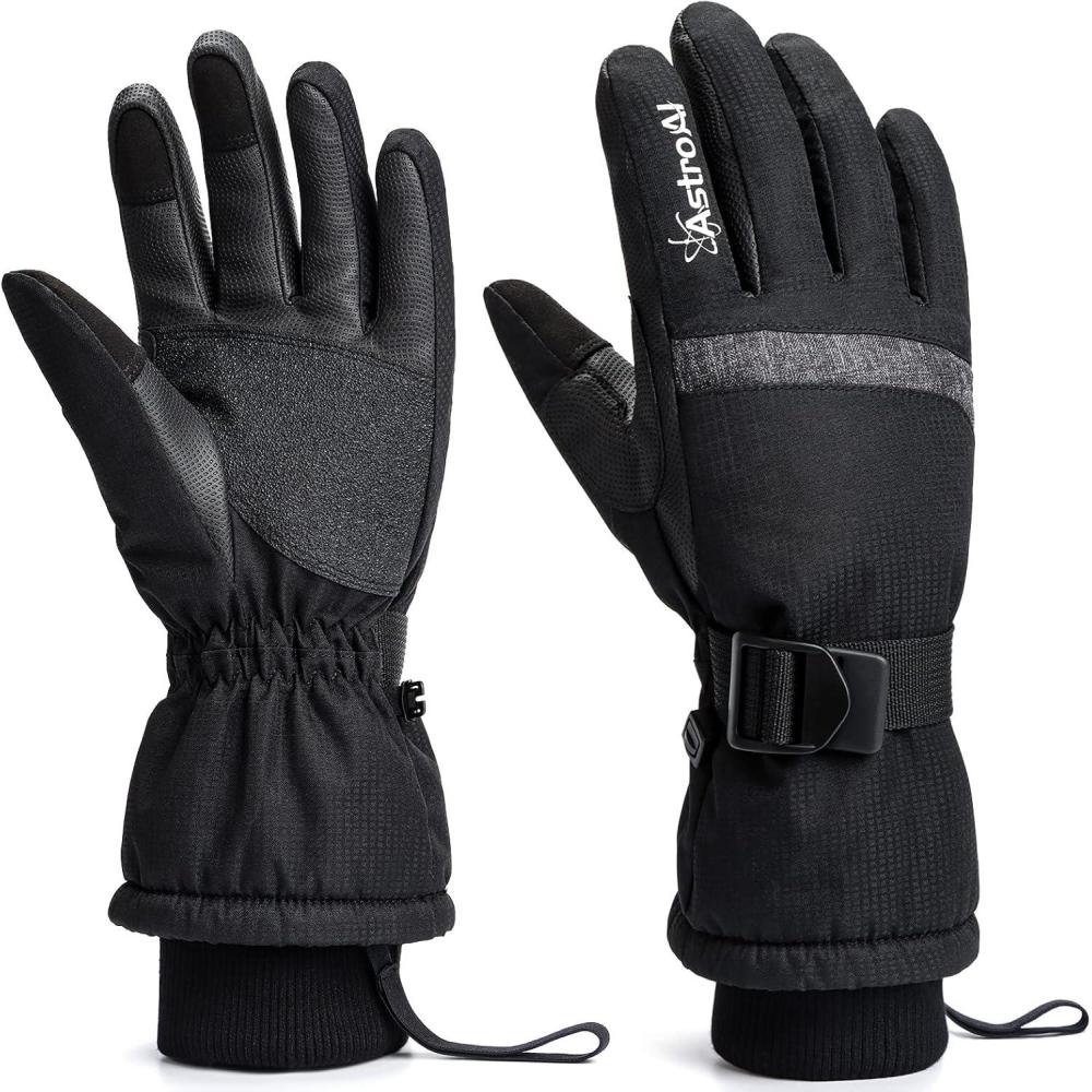 imageAstroAI Waterproof Gloves Snow Gloves with Touchscreen Warm Winter Gloves for Men Women for Cold Weather Running Cycling Snowboarding Driving Outdoor Work