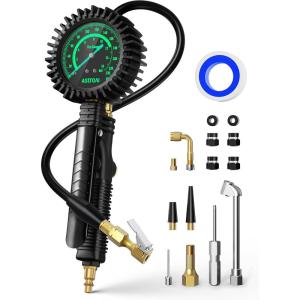 AstroAI 2025 Upgraded Tire Inflator with Pressure Gauge 230PSI – ANSI B40.1 Accurate, Large 2.6″ Easy Read Glow Dial, Extra Long Rubber Hose with 360° Air Chuck, Compatible with Cars/Trucks/RV