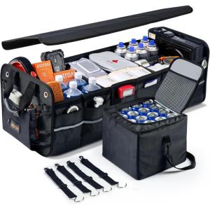 AstroAI Car Trunk Organizer Storage Large for SUV, Truck, Pickup, Collapsible Trunk Organizer Portable Storage Box with Cooler Bag, Foldable Cover, Nylon Handles, PU Bottom and PE Plate