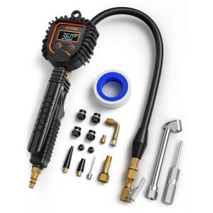 AstroAI Digital Tire Inflator with Pressure Gauge, 250PSI Air Chuck and Compressor Accessories Heavy Duty Tire Pressure Gauge Compatible with Bicycle/Truck/SUV/Motorcyle/RV(black)