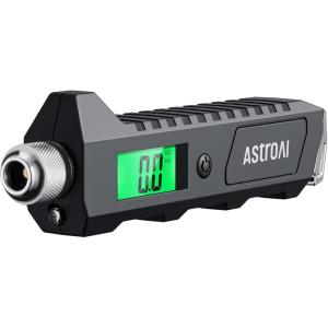 AstroAI Digital Tire Pressure Gauge, 230 PSI 4 Settings Heavy Duty for Car Bicycle with Larger Backlit LCD Flashlight and Non-Slip, Black