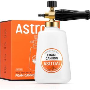 AstroAI Foam Cannon, Heavy Duty Car Foam Blaster Wide Neck Adjustable Snow Foam Lance and Thick Foam for Pressure Washer with 1/4″ Quick Connector,1L Bottle & 5 Nozzles(1.5 L Bottle  Without Nozzles)