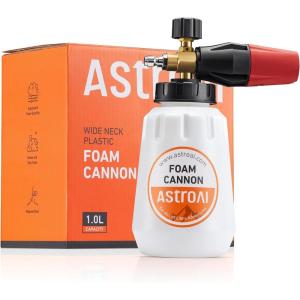 AstroAI Foam Cannon, Heavy Duty Car Foam Blaster Wide Neck Adjustable Snow Foam Lance and Thick Foam for Pressure Washer with 1/4″ Quick Connector,1L Bottle & 5 Nozzles(1 L Bottle  Without 5 Nozzles)
