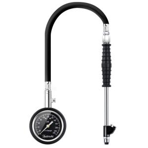 AstroAI Heavy Duty RV Tire Pressure Gauge, 230 PSI Certified ANSI B40.1 Accurate with Large 2.5″ Easy Read Glow Dial, Dual Head Stainless Steel Made for Car Truck Motorcycle