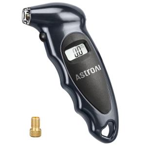 AstroAI Tire Pressure Gauge Digital 0-150PSI (Accurate in 0.1 Increments), 4 Units Stocking Stuffers for Car Truck Bicycle with Backlight LCD and Presta Valve Adaptor, Sliver (2 Pack)(Gray)