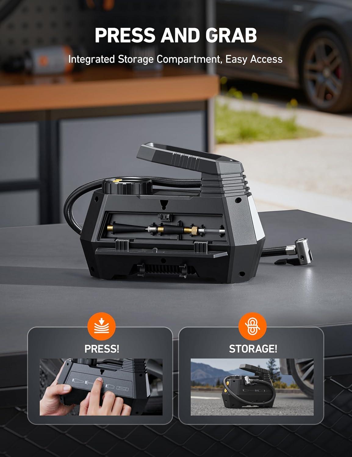 image:imageAstroAI H2 Pro Tire Inflator Portable Air Compressor Fully Upgraded Cordless Tire Inflator with DC 12V amp Battery Dual Power Supplies Fast Inflation Air Pump for Car Tires Motorcycles YellowYellow
