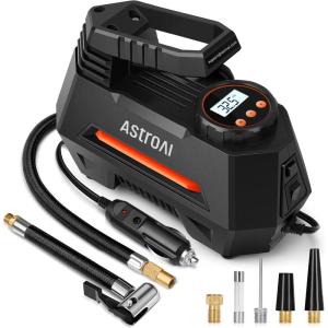 AstroAI H2 Pro Tire Inflator Portable Air Compressor Fully Upgraded Cordless Tire Inflator with DC 12V & Battery Dual Power Supplies Fast Inflation Air Pump for Car Tires Motorcycles Yellow(Orange)
