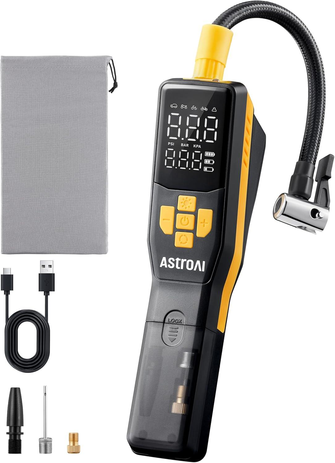 image:imageAstroAI 150 PSI Tire Inflator Portable Air Compressor for Car Tires Cordless Bike Pump with LCD Display Auto ShutOff 5 Modes Air Pump for Car Motorcycle Bicycle Balls LED Light amp Storage Design