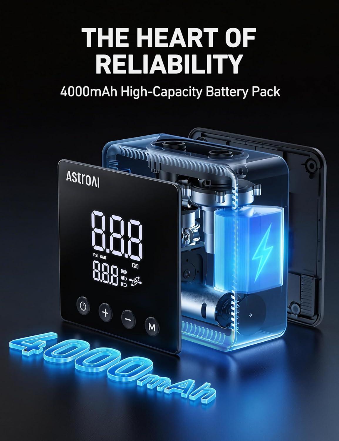 image:imageAstroAI P3 Electric Paddle Board Pump 20PSI Rechargeable SUP Pump for Paddleboard with Battery amp 12V DC Dual Stage Inflation amp Deflation and AutoOff SUP Air Pump for Kayak Tent BoatBlack