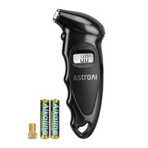 AstroAI Digital Tire Pressure Gauge with Replaceable AAA Batteries 0-150PSI, Accurate in 0.1 Increments, Tire Gauge with Backlit LCD, Presta Valve Adaptor, 4 Units for Car Truck Bicycle, Black, 2pack(Black)